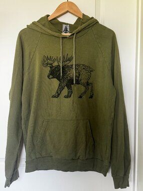 Loyal Citizen Mens Moose Hoodie M Organic Cotton Made USA Maine